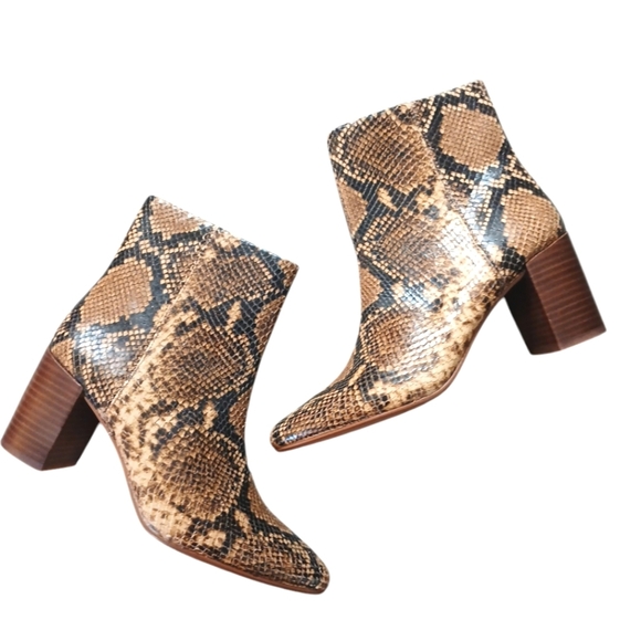 New Madewell Fiona Ankle Boot in Snake Embossed Leather Women's size 6 Booties - Picture 1 of 11